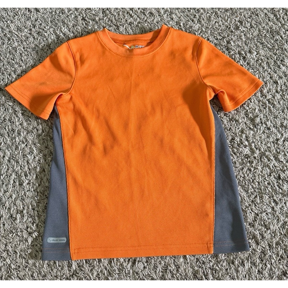 Jumping Beans Boys Orange Gray Play Cool Short Sleeve Tee Size 5/6